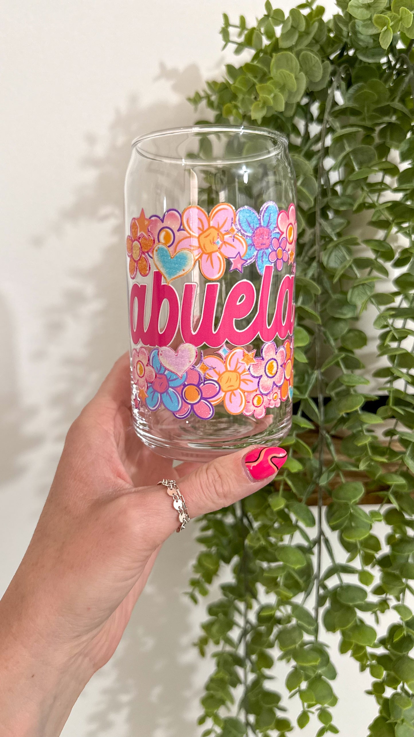 Pink Flower Abuela Cup