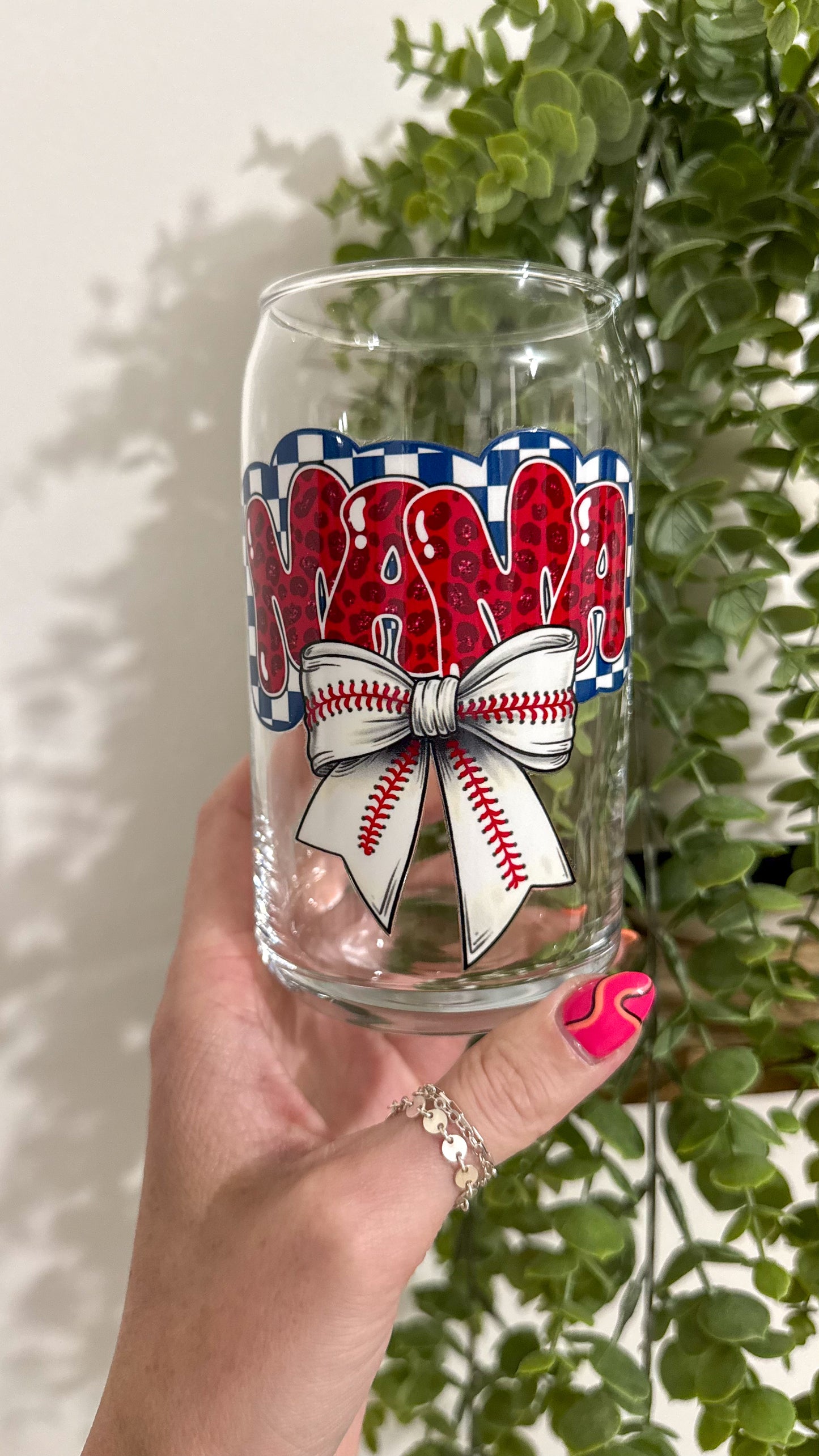Mama Baseball Bow Cup