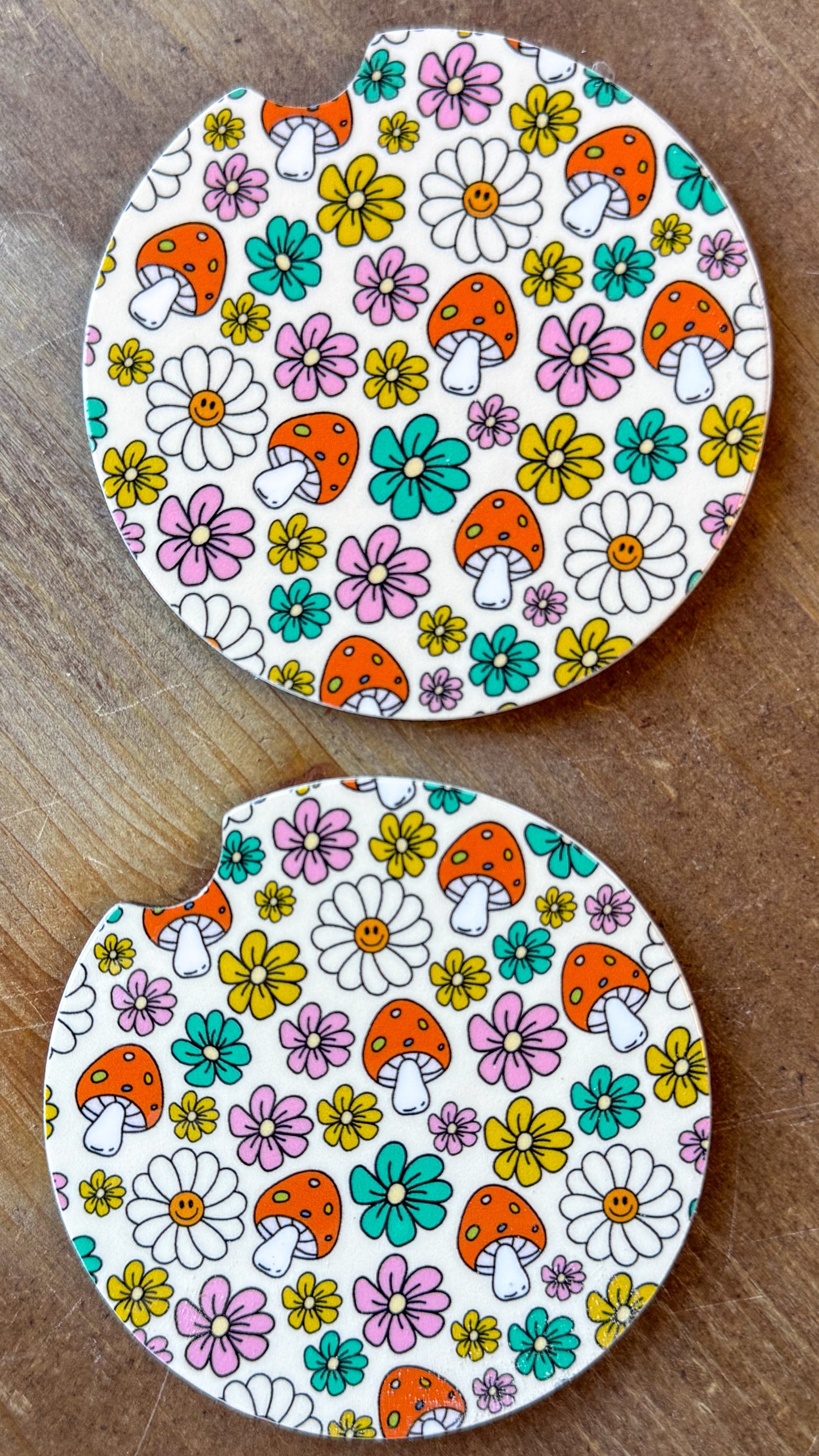 Bright Flowers + Mushies Coaster