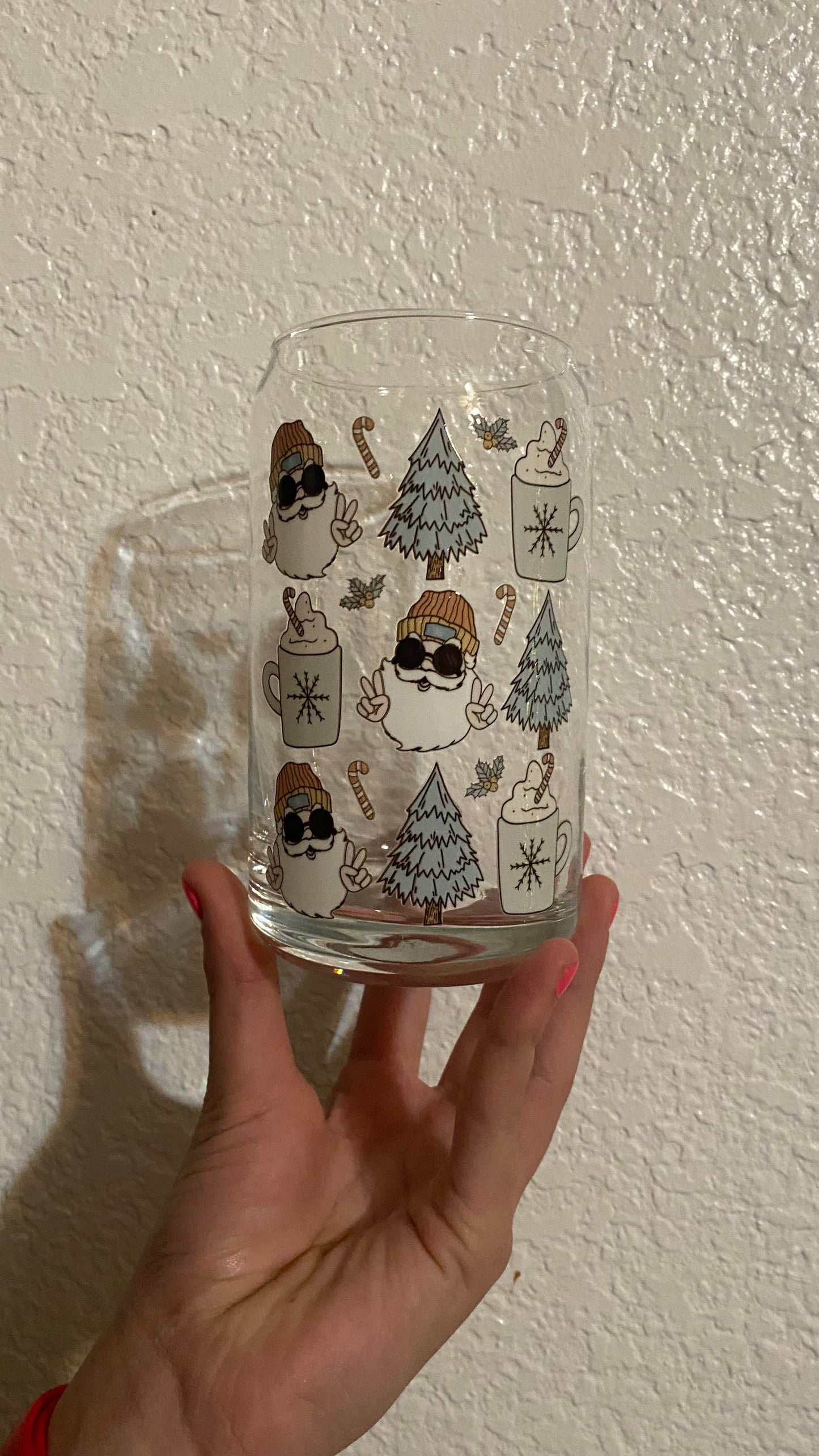 Teal Santa + Trees Cup