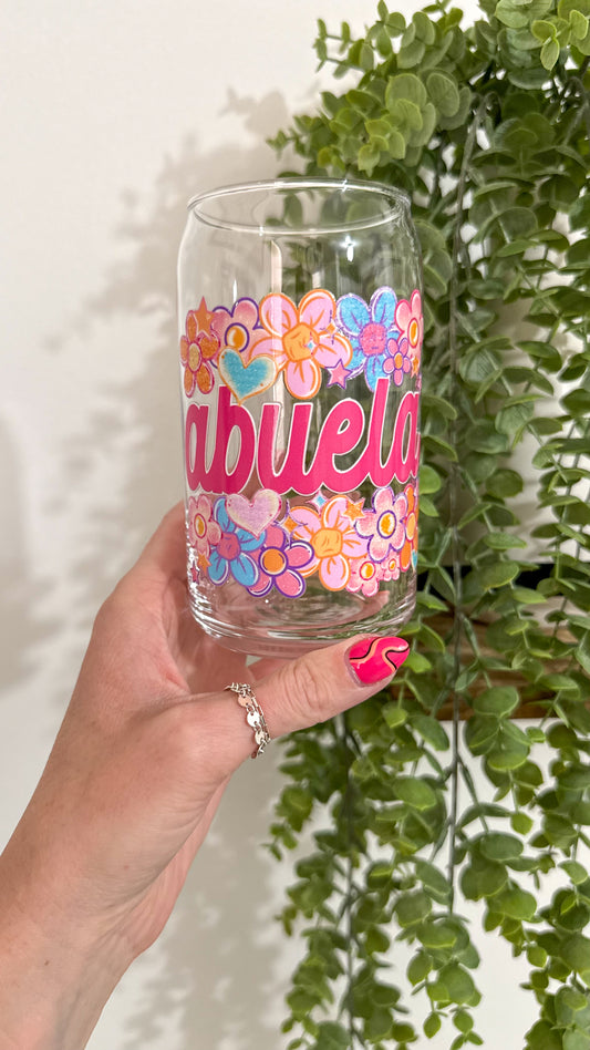 Pink Flower Abuela Cup
