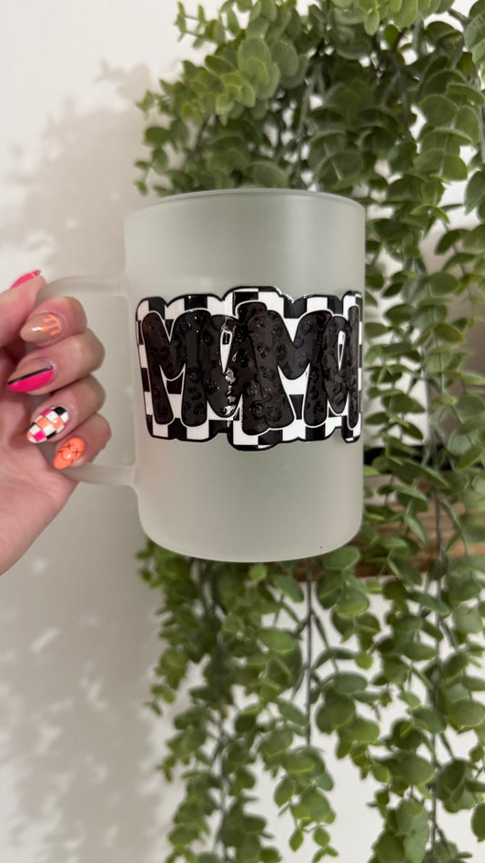 Mama Black Checkered Coffee Mug