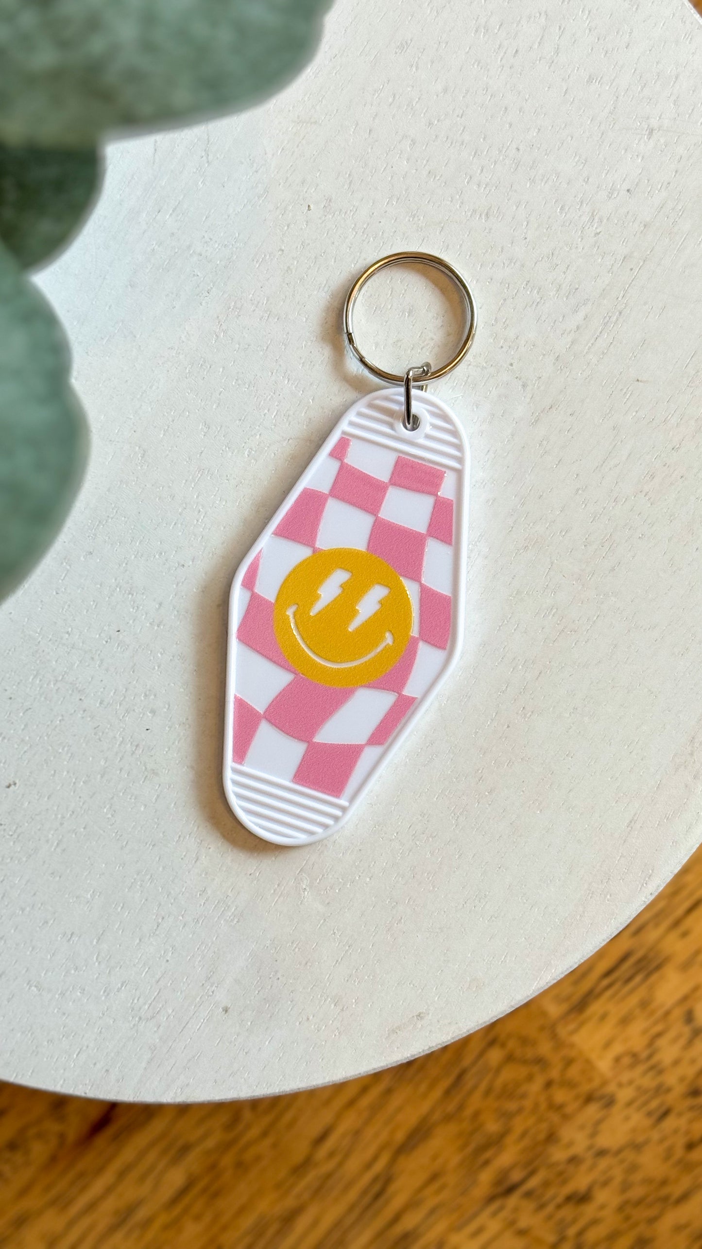 Smiley Checkered Keychain