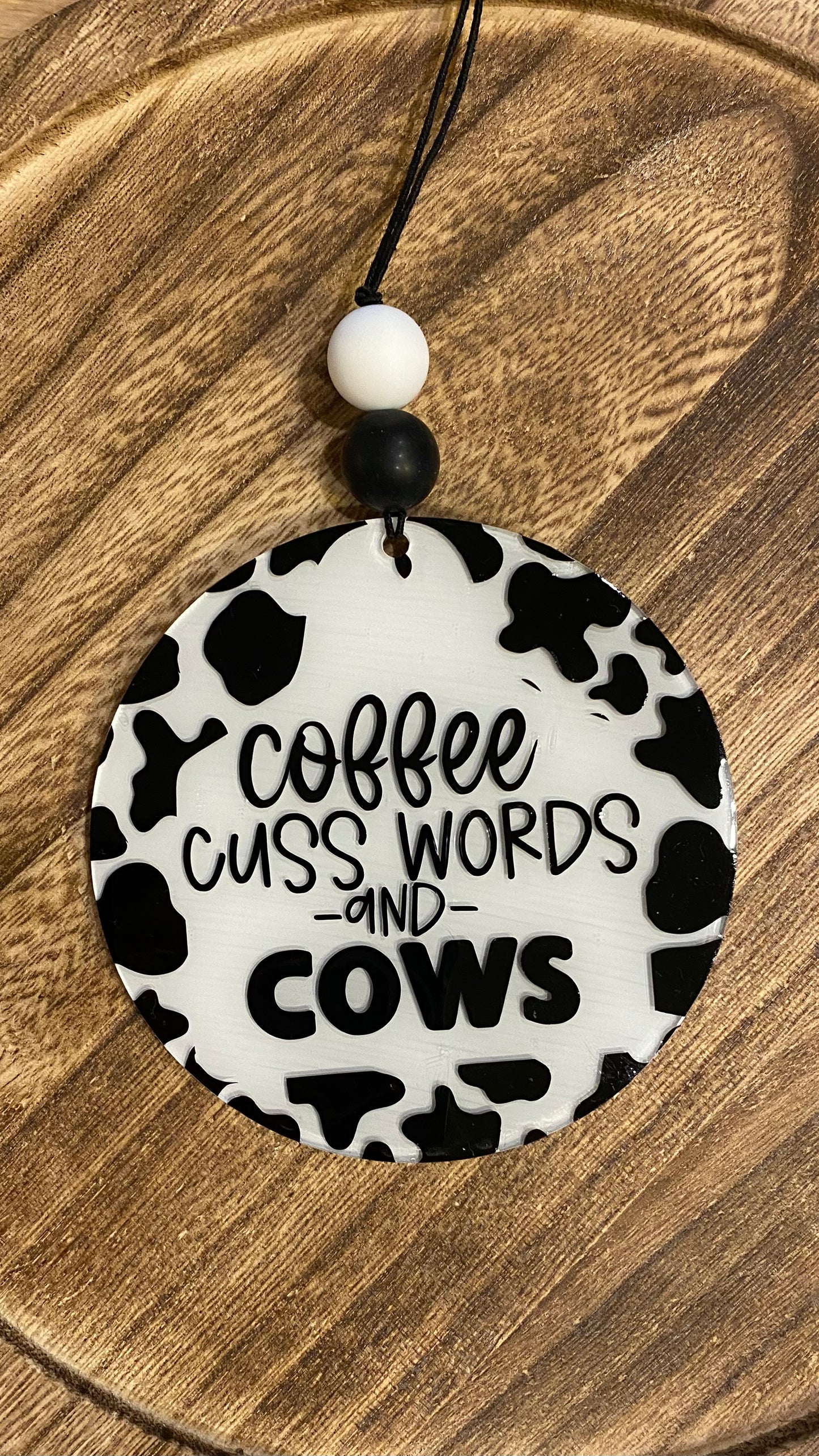 Coffee Cuss Words + Cows Car Charm