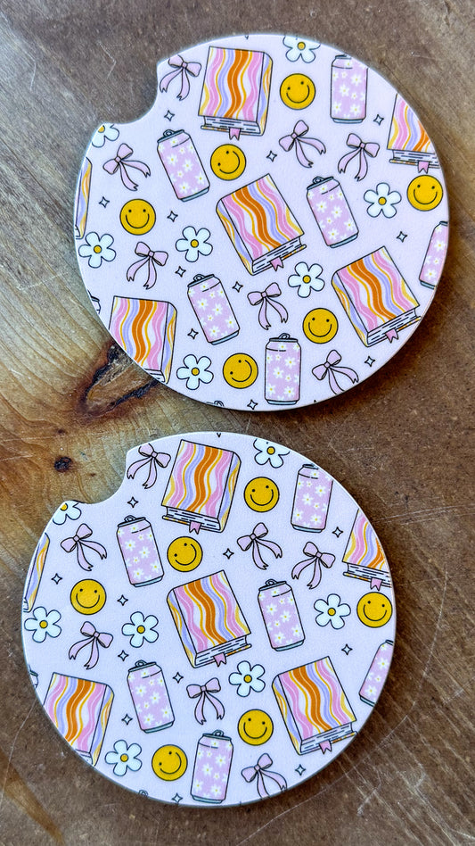 Books, Bows, + Soda Cans Coaster