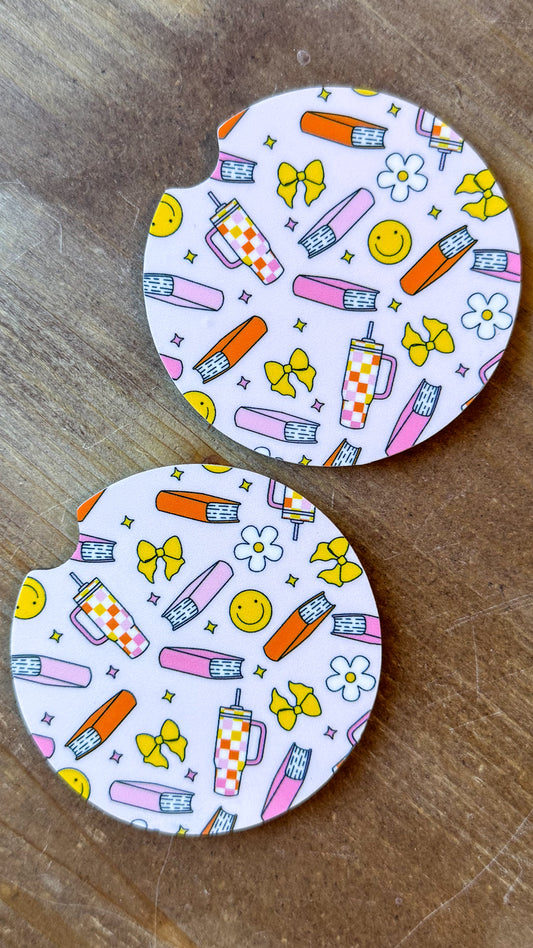 Books, Bows, + Tumblers Coaster