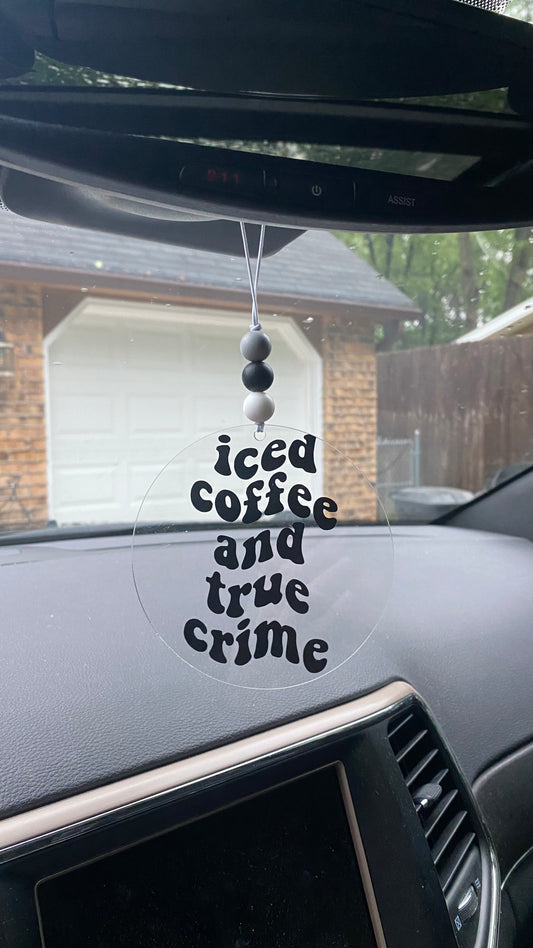 Iced Coffee + True Crime Car Charm